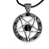 EtNox Fantasy Giftshop Hanger - Black Pentagram - 925 silver