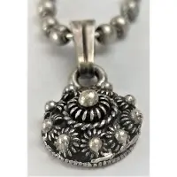 Zeeuws Meisje Schattig klein Zeeuws knoopje zwaar verzilverd met bolletjesketting 40 cm, zb003
