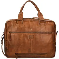 Bear design Cow Lavato Laptoptas cognac schoudertas heren