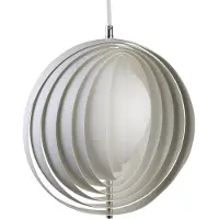 Verpan Design hanglamp Moon, dimbaar, wit / opaal, Woon-/ Eetkamer, Aluminium, Design, hanglamp