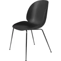 Gubi Beetle stoel black, zwartverchroomd stalen onderstel