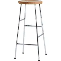 HAY Cornet ronde barkruk 75 cm Oiled oak-chrome