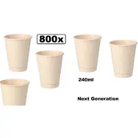 Themaparty 800x Koffiebeker van suikerriet 230ml next generation - koffie beker thee koude en warme dranken 100% afbreekbaar next generation