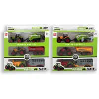 Jonotoys 6 delige tractor set met 2 tractors en 4 aanhangers