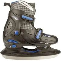 Nijdam Junior IJshockeyschaats - Verstelbaar - Hardboot - Zwart/Blauw - Maat 34-37