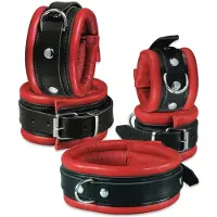 Kiotos Leather - Leren Collar 5 cm Gevoerd - Zwart/Rood