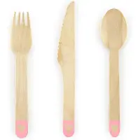 My Dream Day Partydeco - Bestek set Kraft Pink hearts (6 sets)