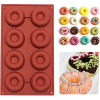 TrendX Siliconen Donutvorm / Donut Bakvorm - 8 Cavity - Bruin