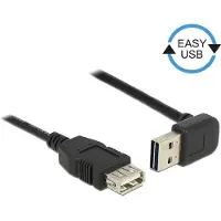 DeLOCK Easy-USB-A haaks (boven/beneden) naar USB-A verlengkabel - USB2.0 - tot 2A / zwart - 1 meter