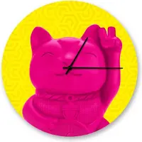 Mustard Desktop Klok - Lucky Cat