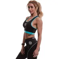 Gold's Gym Ladies Sports Crop Top - Black/Turquoise - M