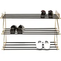 Kare design Walk Big Schoenenrek - B84 X D34 X H55 Cm - Messing En Zwart Metaal