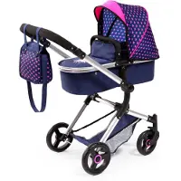 Bayer - Combi Poppenwagen Neo Vario - Blauw met Hartjes