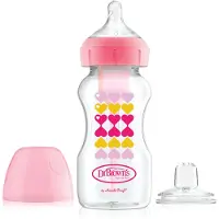 Dr. Brown's Dr. Brown’s Bottle to Sippy Starter Kit Babyfles - Brede halsfles - 270 ml - Roze