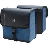Willex - Dubbele Canvas Bisonyl Tas - 46 Liter - Universele Bevestiging - Zwart/Blauw