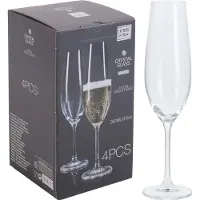 Excellent houseware Prosecco/champagneglazen - 4x - transparant - glas - 260 ml - hoog model - Champagneglazen