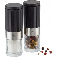 GEFU TUSOME Peper- en Zoutmolen Set - 2-delig - Handmatig - Instelbare Maalgraad - RVS/Zwart - 34621