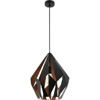 Eglo Carlton 1 Hanglamp - E27 - Ø 38,5 cm - Zwart/Koper