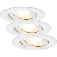 Paulmann inbouwspot Nova, set van 3, wit, dimbaar, IP65, 2.700 K dimbaar, wit / opaal, Woon-/ Eetkamer, Aluminium, Modern