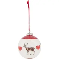 Clayre & Eef Kerstbal wit rood rendier 6CE0736 Winter & Kerst Clayre & Eef