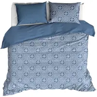 De Witte Lietaer Dekbedovertrek Henna Blue Horizon Satijn-200 x 200 / 220 cm | 2-Persoons