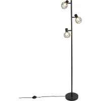 QAZQA Design vloerlamp zwart 3-lichts verstelbaar - Mesh