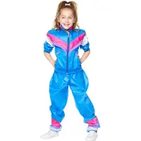Vegaoo - Blauw trainingspakkostuum uit de jaren 80 voor meisjes