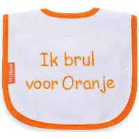 Funnies - Slab - slabbetje - met tekst - Ik brul voor Oranje - oranje - wit - baby