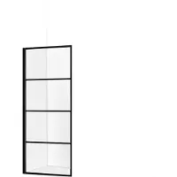 Diamond Line Inloopdouche Collins 100x200cm Antikalk Helderglas Mat Zwart Raster 8 mm Veiligheidsglas Easy Clean