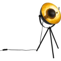 QAZQA Tafellamp zwart met goud 63,3 cm tripod verstelbaar - Magnax