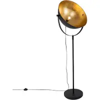 QAZQA Industriële vloerlamp zwart 50 cm met goud verstelbaar - Magnax