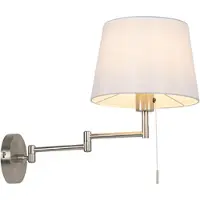 QAZQA Wandlamp staal met witte kap en verstelbare arm - Ladas