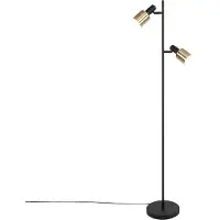 QAZQA Design vloerlamp zwart met goud 2-lichts - Stijn
