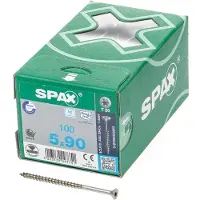 Spax SPAANPLAATSCHROEF 5,0X90 100ST T-STAR PLUS T20 DEELDRAAD VERZ. KOP