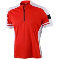 James & nicholson James and Nicholson - Heren Fietsshirt met Halve Rits (Rood)