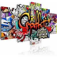 Karo-art Schilderij - Kleurrijke stijl, Graffiti , multikleur , wanddecoratie , premium print op canvas