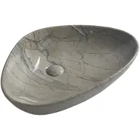 Sapho Dalma keramische waskom grijs marmer structuur 58x39x14cm