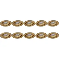 BES LED Spot Armatuur 10 Pack - Pragmi Delton Pro - GU10 Inbouwspot - Rond - Goud - Aluminium - Kantelbaar - Ø82mm
