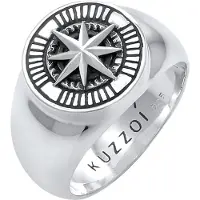 KUZZOI Ring 'Kompass' antraciet / zilver