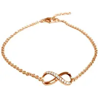 New Bling 910481543 Zilveren Infinity Armband met Zirkonia - Zilver - Infinity - Zirkonia - 17+3cm - Ankerschakel - Rosekleurig