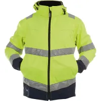 Dassy Malaga Hogezichtbaarheids softshelljas Fluogeel/Marineblauw maat XS heren