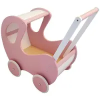 Playwood Poppenwagen Roze Met Wit Klassiek