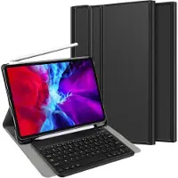 Just in Case tablet Hoes met Toetsenbord geschikt voor iPad Pro 12.9 (2020) - AZERTY Bluetooth Keyboard Case - Zwart