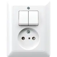 JUNG AS500 Alpin Wit Combinatieschakelaar en Contactdoos - AS5545EUWW