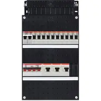 ABB hafonorm spf installatiekast, 3 fasen, 10 groepen achter 3 aardlekschakelaars(30ma), met fornuisgroep, met 4 polen hoofdschakelaar, (hxbxd) 330x220x90mm