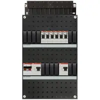 ABB Hafonorm HAD installatiekast, 1 fase, 6 groepen achter 2 aardlekschakelaars(30mA), met 2 polen hoofdschakelaar, (hxbxd) 330x220x90mm