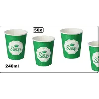 Themaparty 50x Soepbeker karton 240cc Delicious groen - Soep salade beker festival warme dranken maaltijd carnaval cup a soup