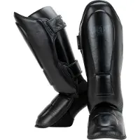 Super Pro Combat Gear Lederen Scheenbeschermer Guardian Zwart Medium