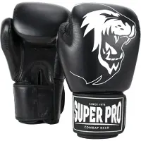 Super Pro Combat Gear Warrior Lederen (Kick)Bokshandschoenen - Zwart/Wit - 16 oz