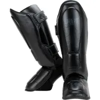 Super Pro Combat Gear Guardian Lederen Scheenbeschermers - Zwart - L